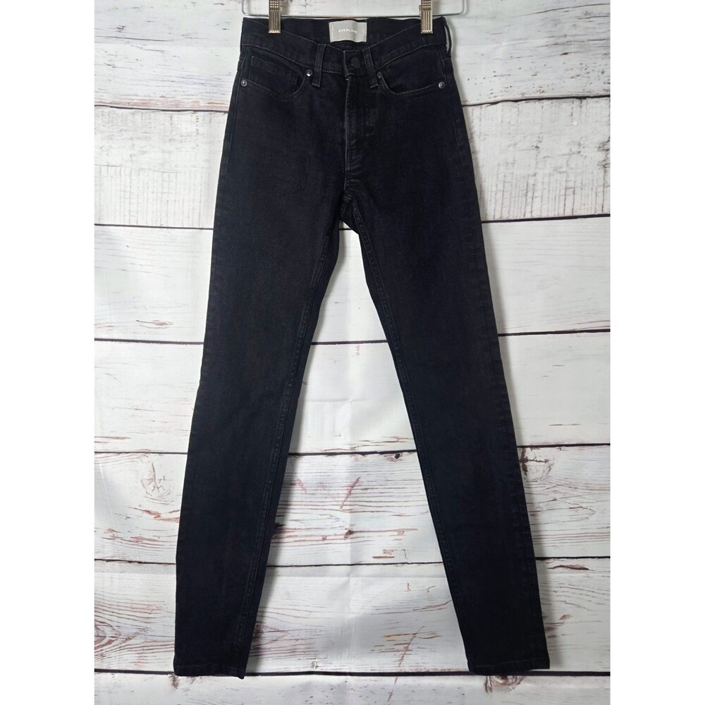 Everlane Womens Jeans Size 23 Tall Washed Black Skinny Mid Rise Denim